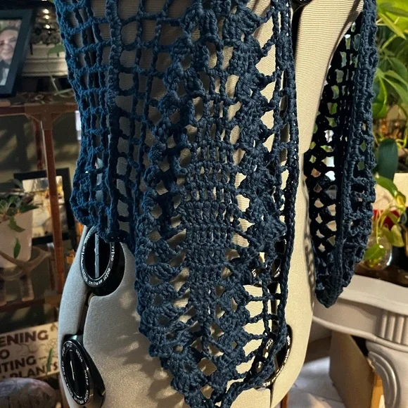 Handcrafted Blue Crochet Vest - Picture 2 of 3